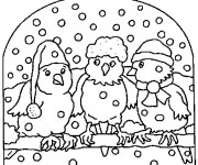 Coloriage Les oiseaux sous la Neige