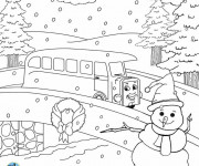Coloriage Paysage de La Route en hiver