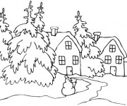 Coloriage Paysage Neige en blanc