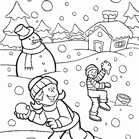 Coloriage Paysage neigeux dessin gratuit à imprimer