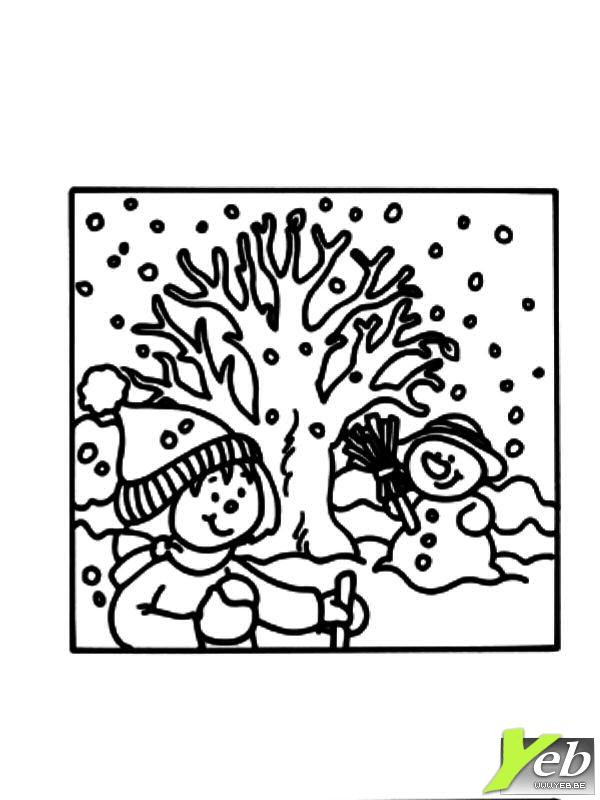 Coloriage Saison d'Hiver maternelle dessin gratuit à imprimer
