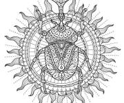Coloriage Mandala de scarab&eacute;es en forme de soleil