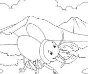 Coloriage scarab&eacute;e avec des cornes