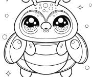 Coloriage Scarab&eacute;e kawaii aux grands yeux