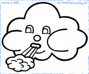 Coloriage Nuage souffle vent