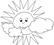 Coloriage et dessins gratuit Soleil et Nuages à imprimer