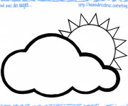 Coloriage et dessins gratuit Soleil Nuage en printemps à imprimer