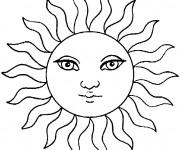 Coloriage et dessins gratuit Soleil avec beaux yeux à imprimer