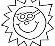 Coloriage Soleil ayant le visage  humoristique