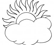Coloriage Soleil et nuages couleur
