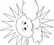 Coloriage Soleil et nuages stylis&eacute;