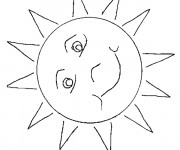 Coloriage Soleil stylis&eacute; en couleur