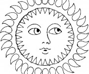 Coloriage Soleil vue de face
