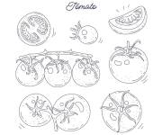 Coloriage et dessins gratuit Des tomates d&eacute;coup&eacute;es et pr&ecirc;tes pour ajouter au repas à imprimer