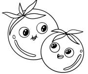 Coloriage et dessins gratuit Deux Tomates Mignonnes kawaii style dessin anim&eacute; à imprimer