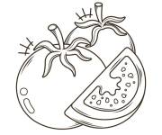 Coloriage et dessins gratuit Illustration contour tomate et demi tomate à imprimer