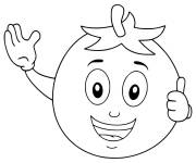 Coloriage Tomate avec un visage de dessin anim&eacute;