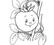 Coloriage Tomate de dessin anim&eacute; pr&ecirc;te &agrave; &ecirc;tre cueillie