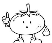 Coloriage Tomate dr&ocirc;le levant son doigt