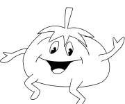 Coloriage Tomate en dansant style dessin-anim&eacute;