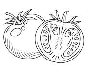 Coloriage Tomate et demi tomate en contour