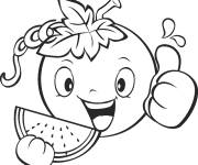 Coloriage Tomate mangeant de la past&egrave;que