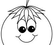 Coloriage Tomate souriant de cartoon