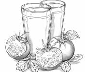 Coloriage Tomates et jus de tomates