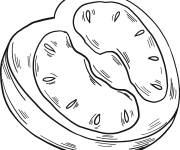 Coloriage Tranche de tomate en noir et blanc