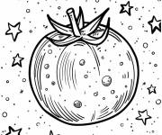 Coloriage Une tomate dans l'univers
