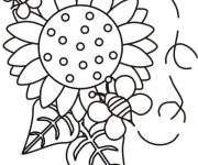 Coloriage Abeilles survolent le Tournesol