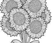 Coloriage Bouquet Tournesol adulte