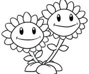 Coloriage et dessins gratuit Deux fleurs Tournesol dr&ocirc;les à imprimer