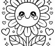 Coloriage Doux tournesol kawaii
