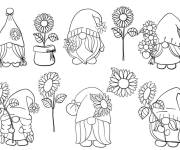 Coloriage Les nains et les Tournesols
