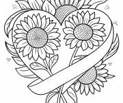 Coloriage Les tournesols formant un coeur