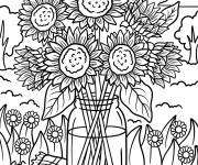 Coloriage Pot de tournesols