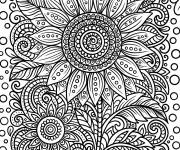 Coloriage Tournesol aux p&eacute;tales ondul&eacute;s complexe