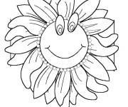 Coloriage Tournesol avec un visage rigolo