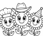 Coloriage Tournesol chef, cowboy et clown pour enfant