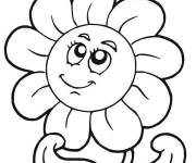 Coloriage Tournesol de dessin anim&eacute; souriante