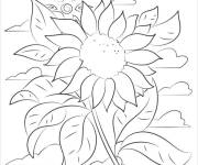 Coloriage Tournesol en vue ensoleill&eacute;