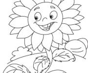Coloriage Tournesol joyeuse de dessin anim&eacute;