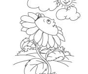 Coloriage Tournesol mignon se profite d'un jour ensoleill&eacute;