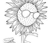 Coloriage Tournesol portant des lunettes de soleil