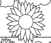 Coloriage Tournesol sous les nuages