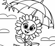 Coloriage Tournesol style dessin anim&eacute; sur la plage
