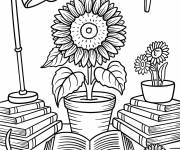 Coloriage Tournesol sur le bureau