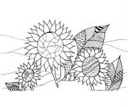 Coloriage Tournesols au forme cubique