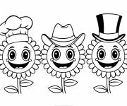 Coloriage Tournesols avec des chapeaux amusants